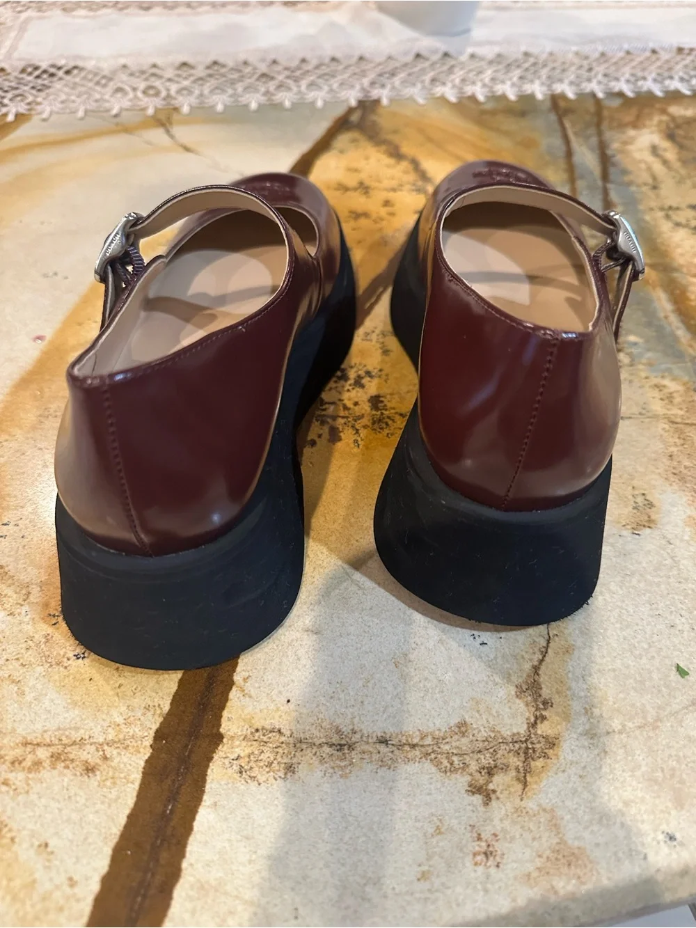 COACH Women's Burgundy Gloss Mary Jane Loafers